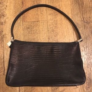 Black embossed snake skin Ann Taylor shoulder bag